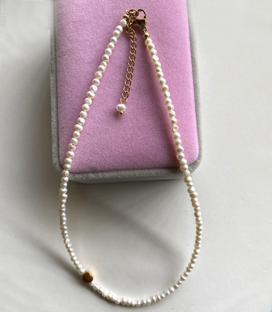 316L Perl Heart necklace 詳細画像1｜Misy Jewelry