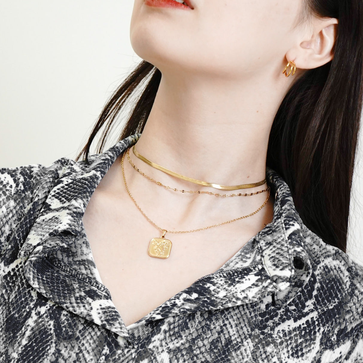 316L Rose square necklace 詳細画像4｜Misy Jewelry