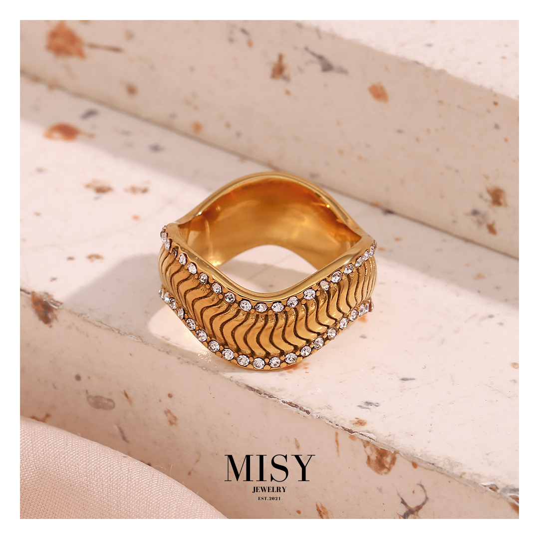 316L Wave Zirconia Ring - リング｜Misy Jewelry