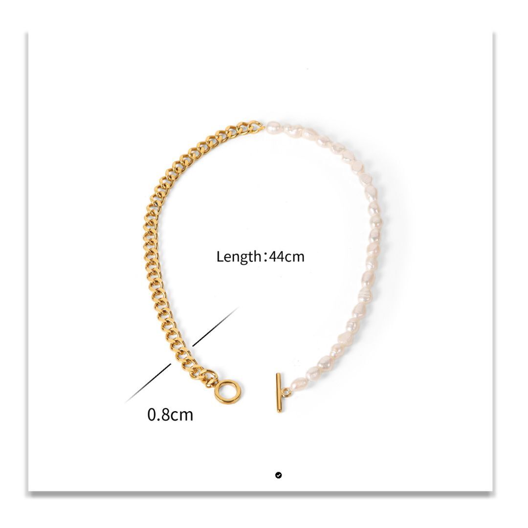 316L Half Chain Perl Necklace 詳細画像4｜Misy Jewelry