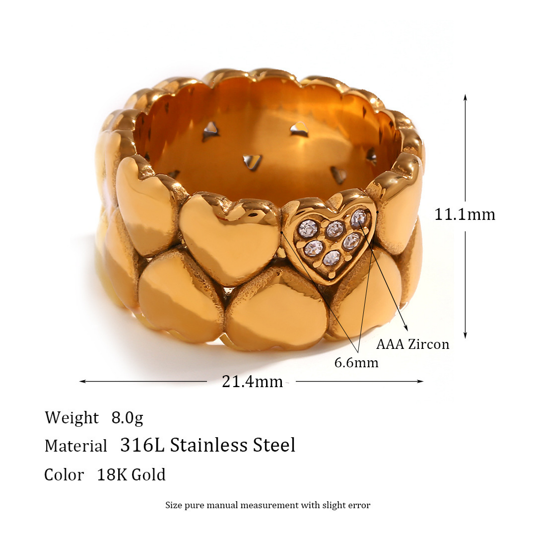 316L Scattered Heart Zirconia Ring 詳細画像1｜Misy Jewelry
