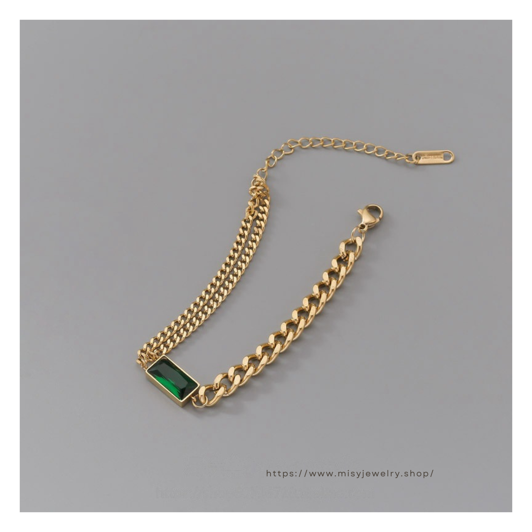 316L Square Zirconia Bracelet 詳細画像2｜Misy Jewelry