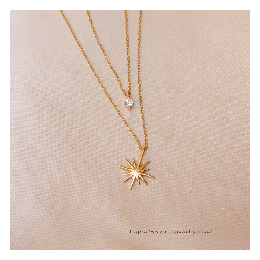 2連  Zirconia Moon Necklace 詳細画像1｜Misy Jewelry