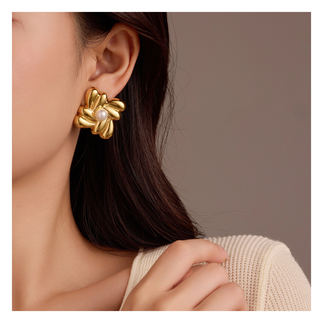 316L Blooming Pearl Pierce - ピアス・イヤリング｜Misy Jewelry