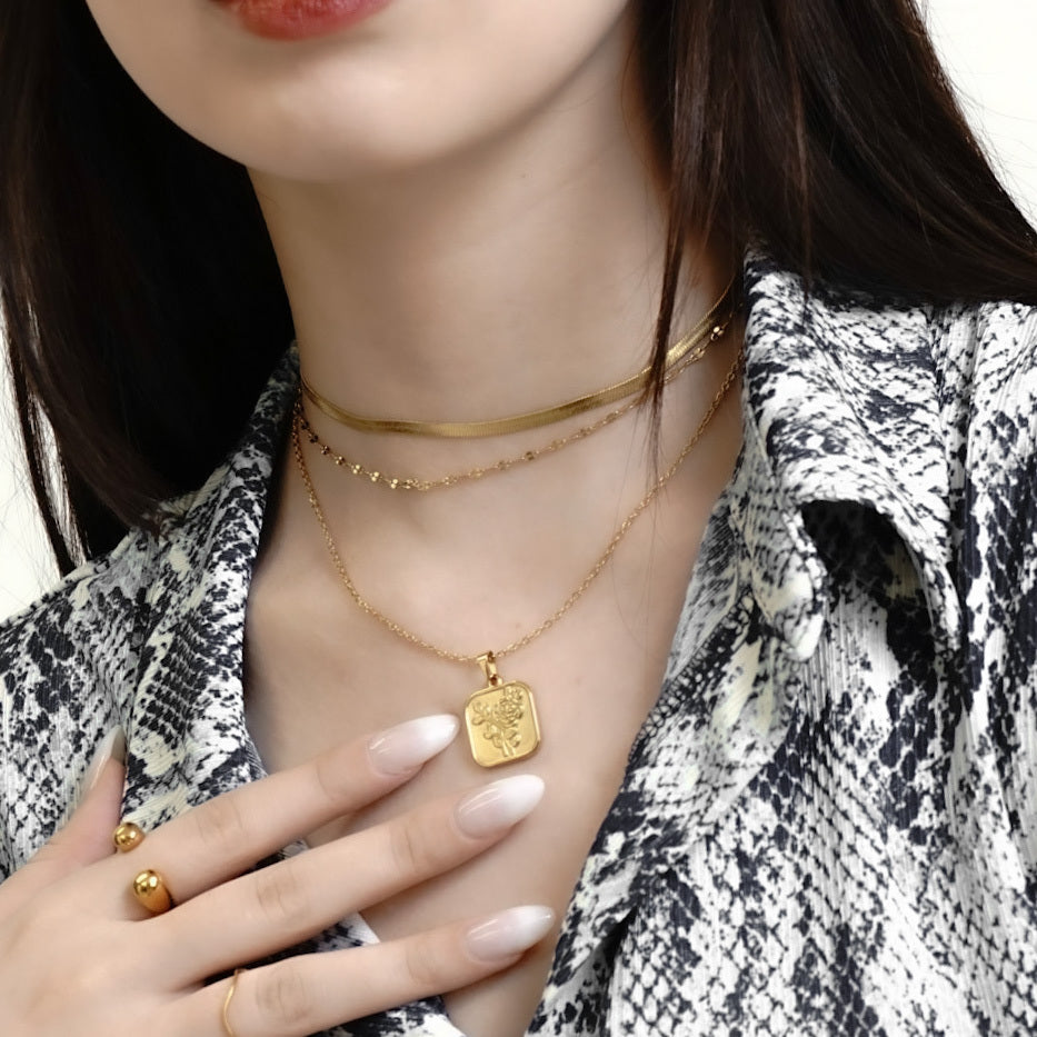 316L Rose square necklace 詳細画像6｜Misy Jewelry