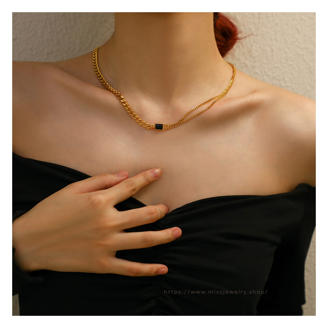 316L Square Zirconia Necklace 詳細画像5｜Misy Jewelry