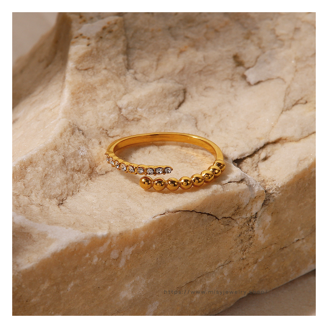 316L Zirconia Cubic Dot Ring 詳細画像1｜Misy Jewelry