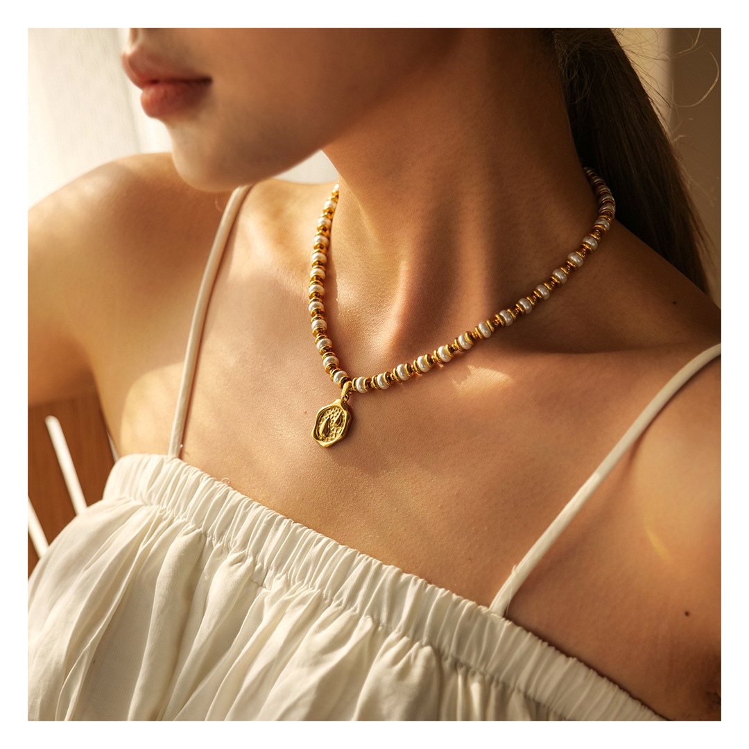 316L Gold Coin Perl Necklace 詳細画像3｜Misy Jewelry