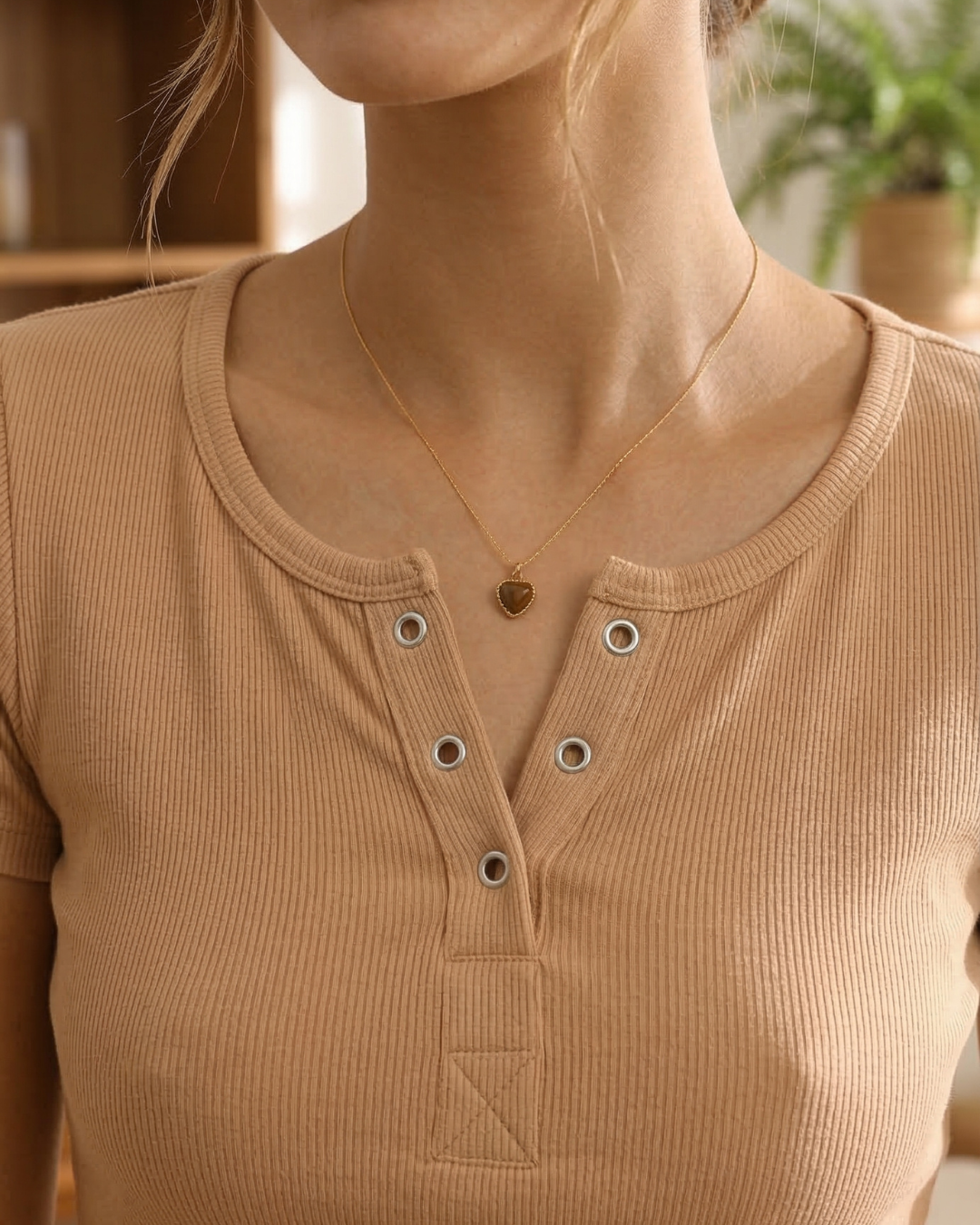 316L Tiger Eye Heart Necklace — ディテール | ネックレス | サージカルステンレス316L | Misy Jewelry