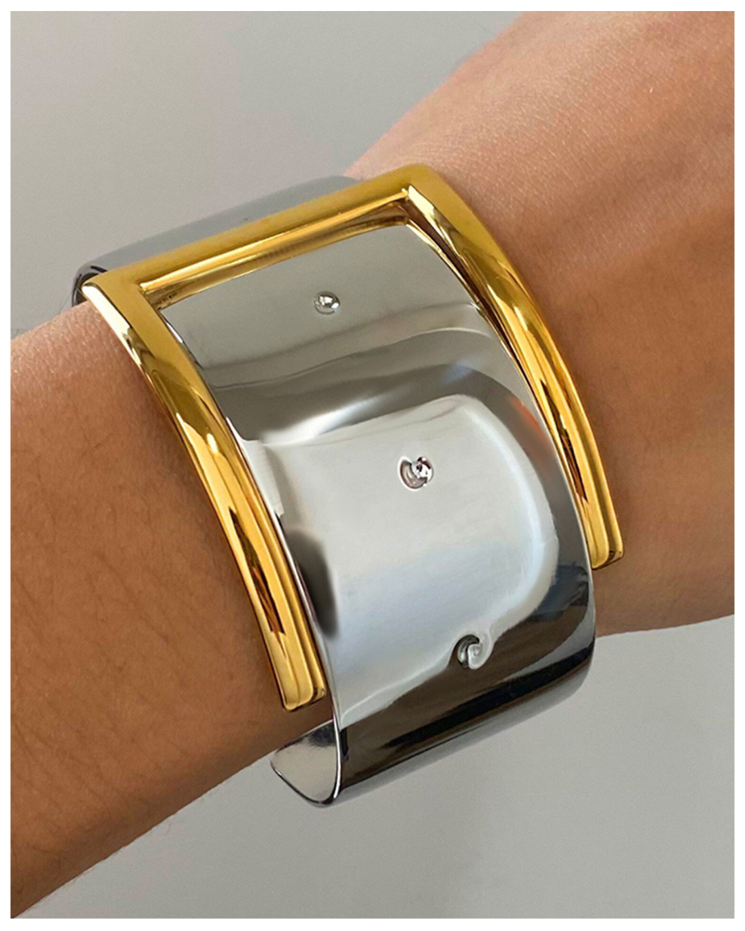 316L Frame Cuff Bangle ? Two-Tone Sculpture 詳細画像1｜Misy Jewelry