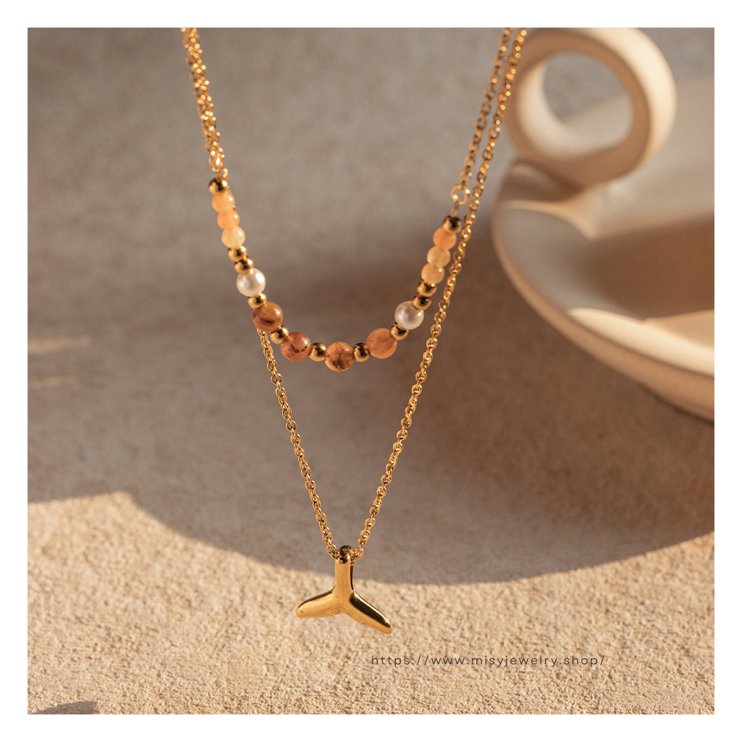 316L Whale Tail Beads Necklace 詳細画像1｜Misy Jewelry