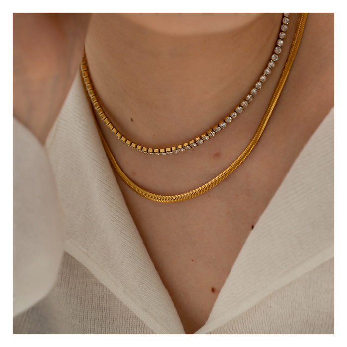 Double Zircon snake Necklace