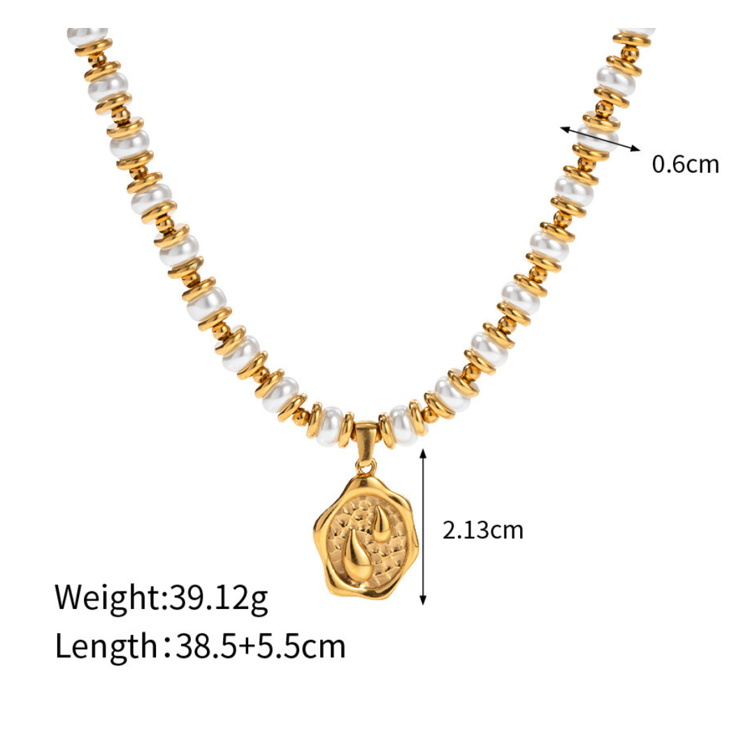 316L Gold Coin Perl Necklace 詳細画像4｜Misy Jewelry