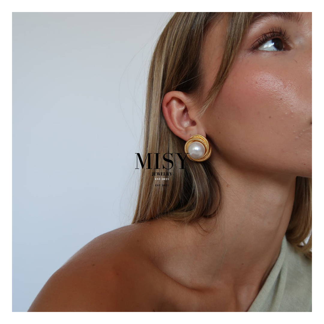 316L Elegant Circle Perl Pierce - ピアス・イヤリング｜Misy Jewelry