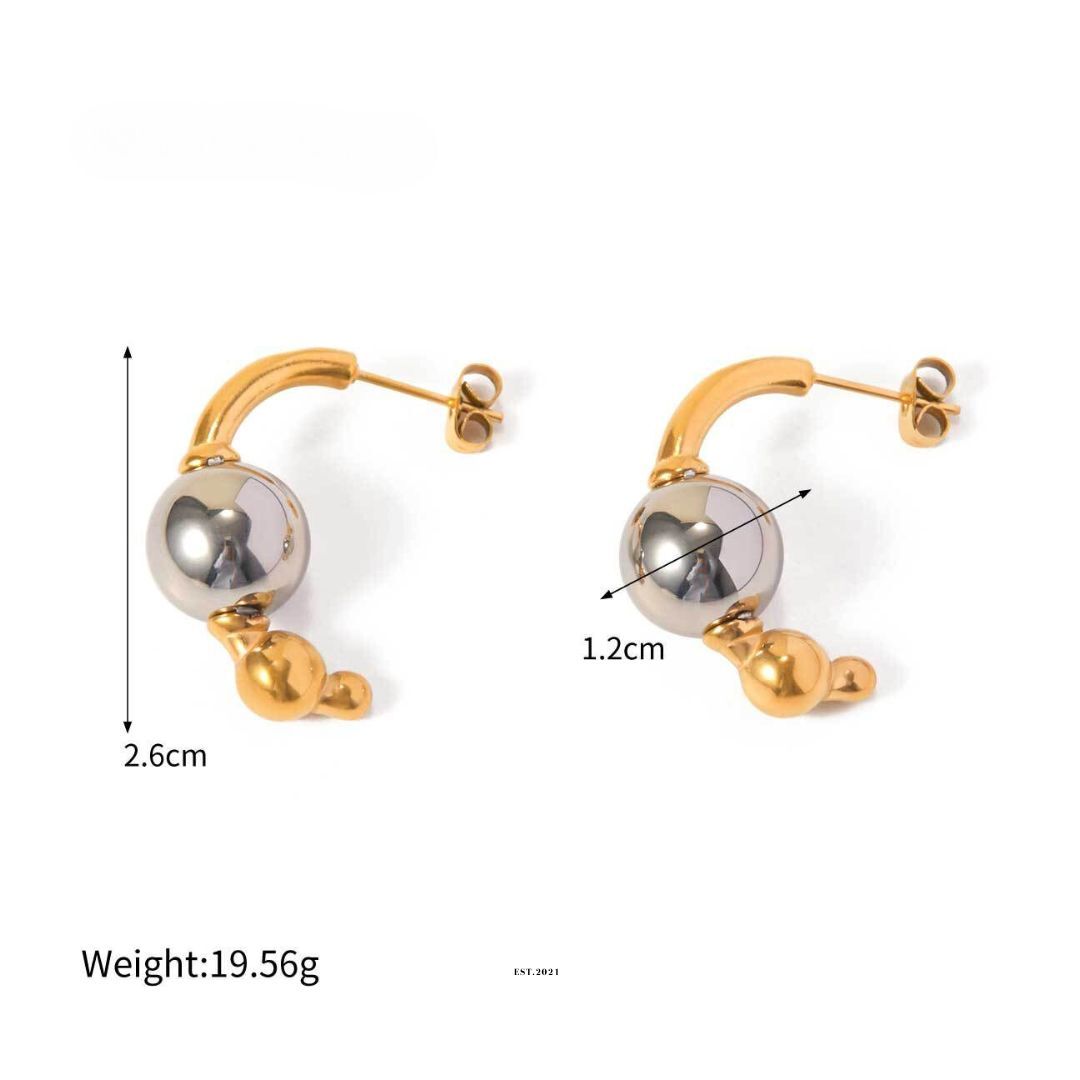316L Elegant Bi-color Sphere Pierce — 着用イメージ | リング | サージカルステンレス316L | Misy Jewelry