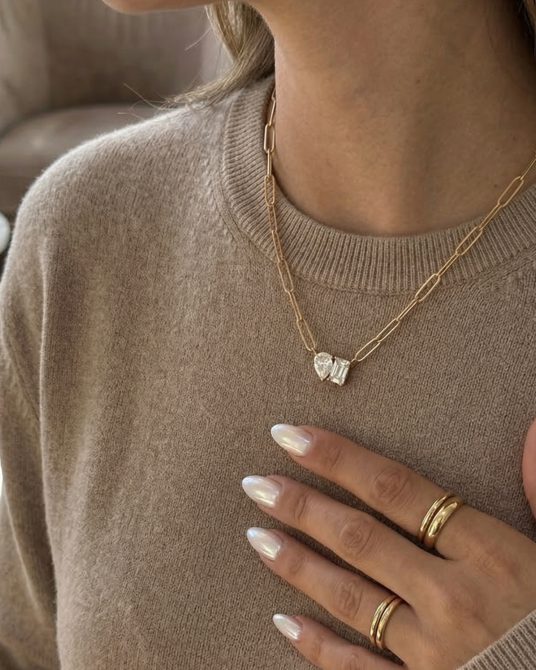 316L Double Zirconia Chain Necklace — ディテール | ネックレス | サージカルステンレス316L | Misy Jewelry