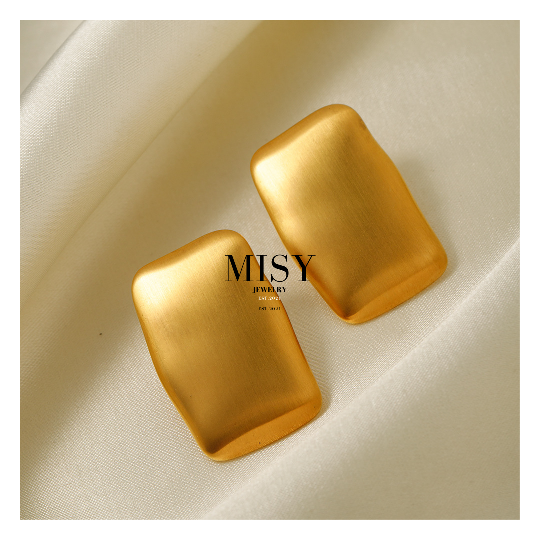 316L Elegant Smooth Matte Square Pierce 詳細画像6｜Misy Jewelry