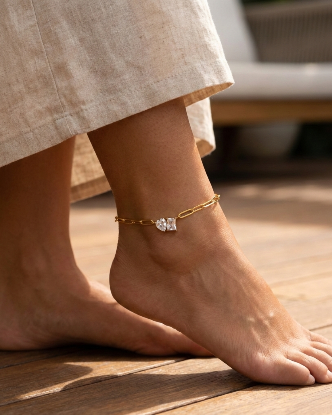 316L Double Zirconia Chain Anklet — ディテール | ネックレス | サージカルステンレス316L | Misy Jewelry
