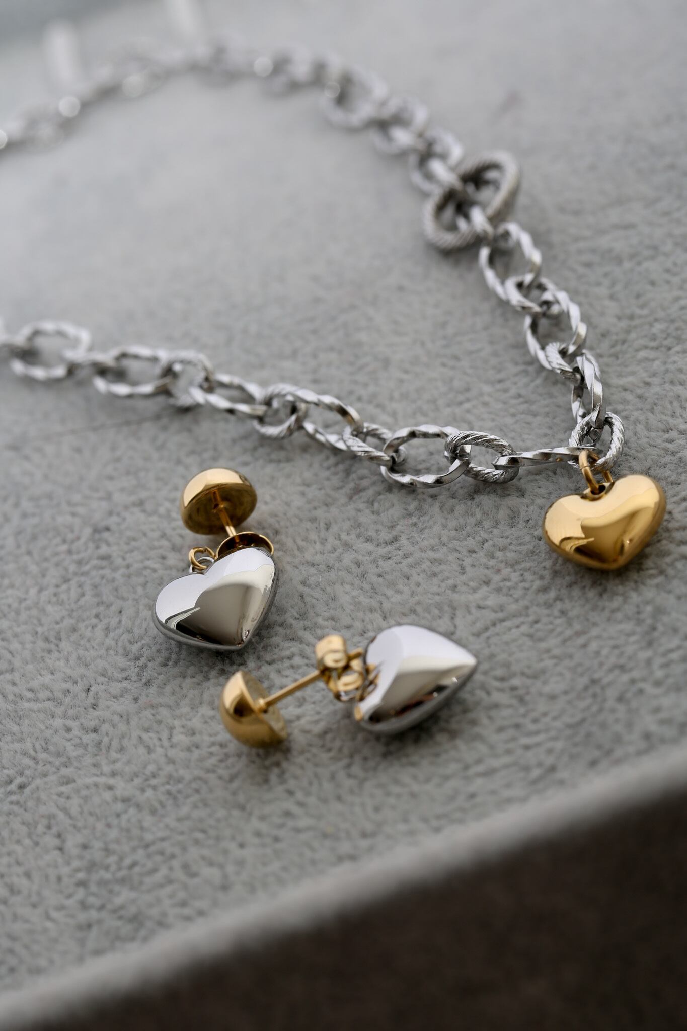 316L Bi Color Heart Necklace