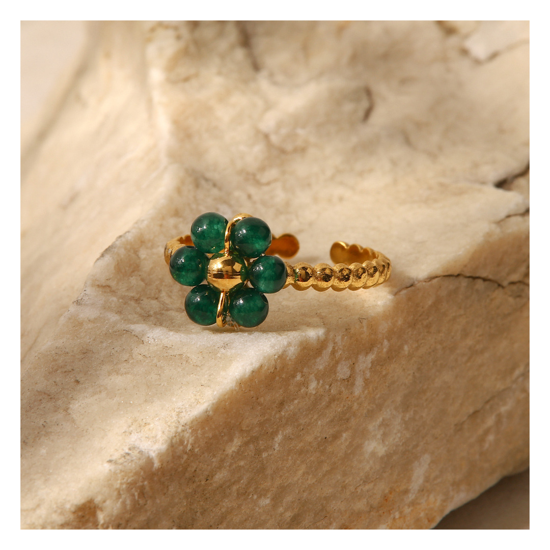 316L Green Flower Ring 詳細画像1｜Misy Jewelry