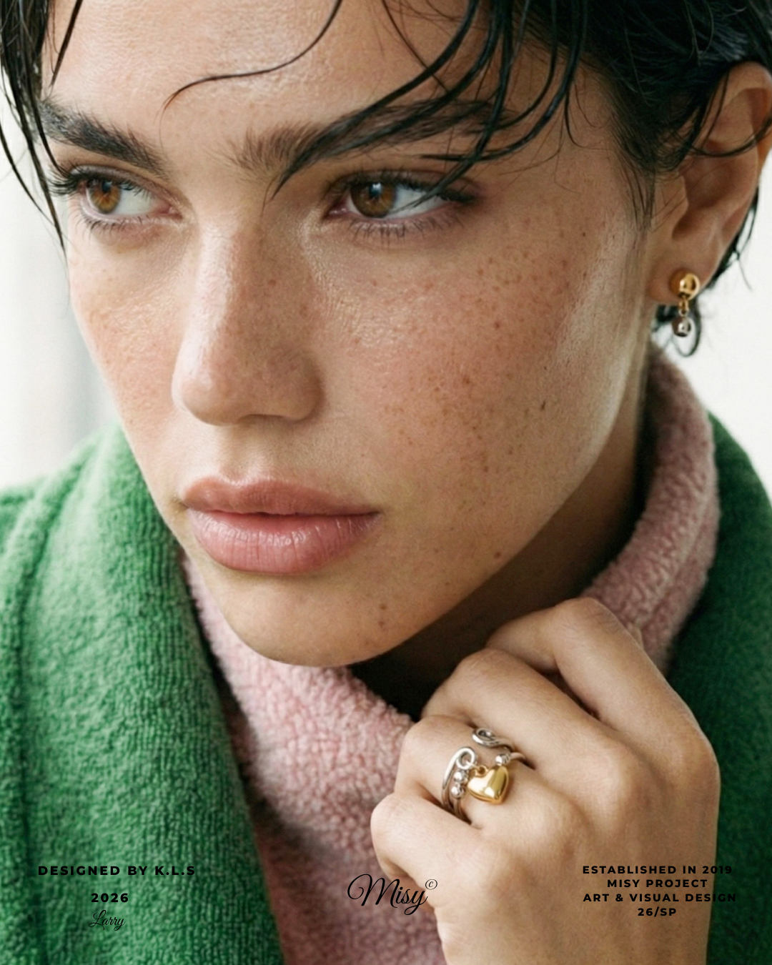 316L Elegant Bi-color Ball Pierce 詳細画像5｜Misy Jewelry