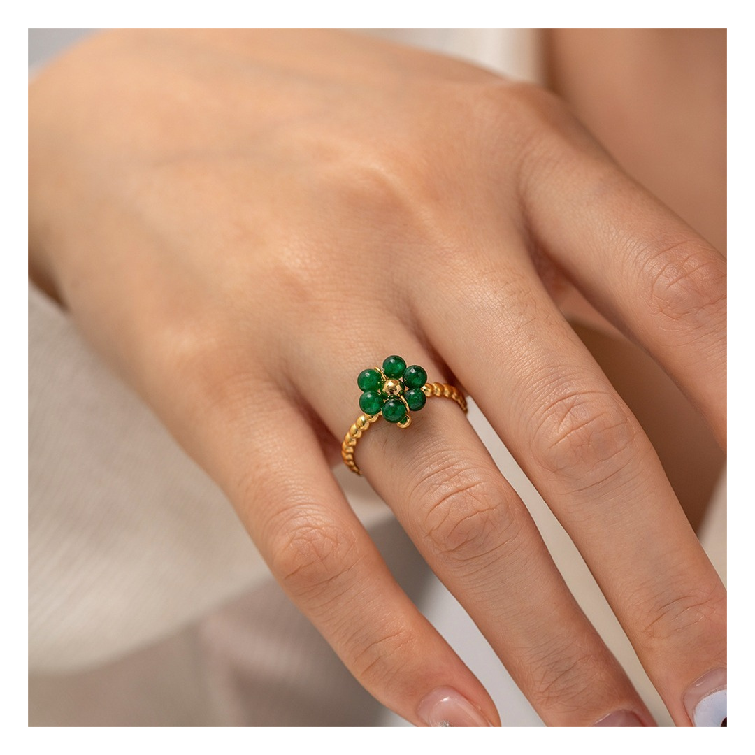 316L Green Flower Ring 詳細画像6｜Misy Jewelry