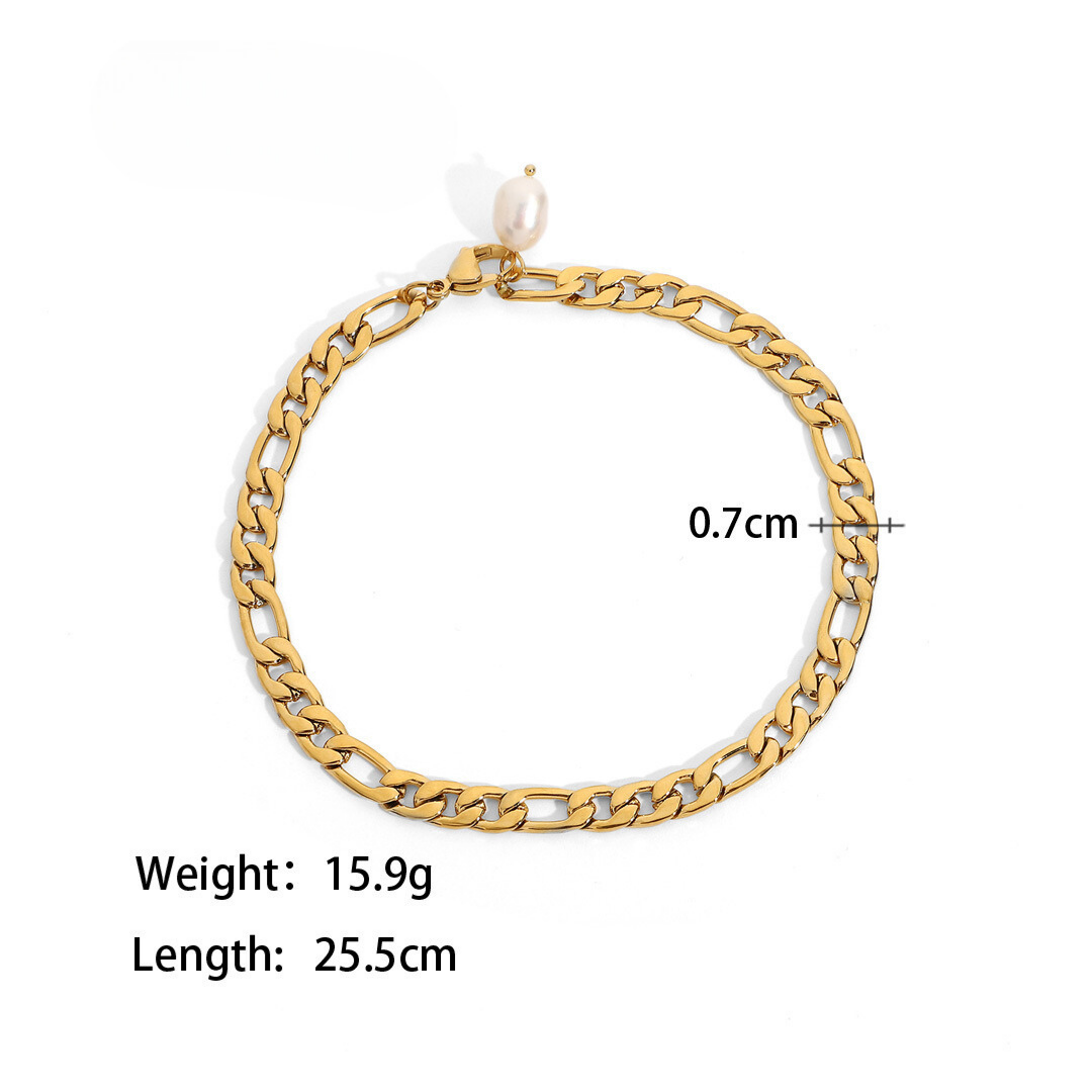 Chain Perl Anklet — 着用イメージ | ネックレス | サージカルステンレス316L | Misy Jewelry