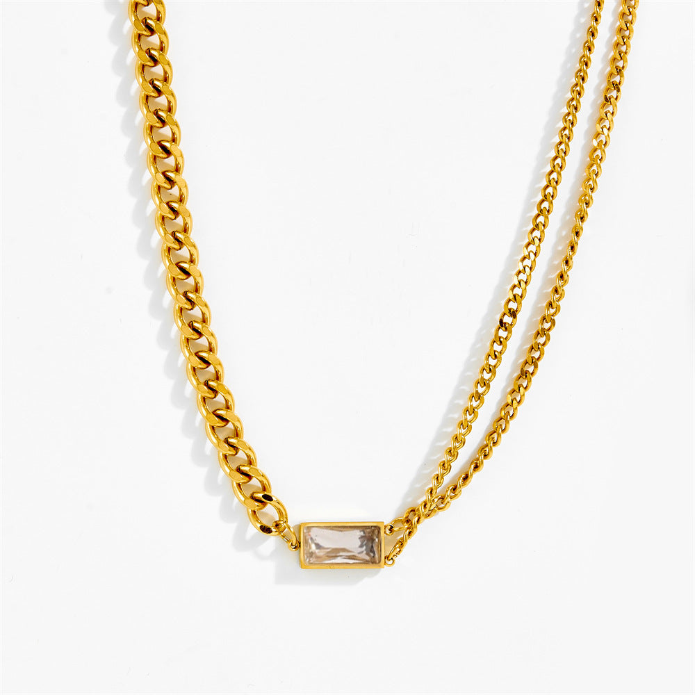 316L Square Zirconia Necklace 詳細画像14｜Misy Jewelry