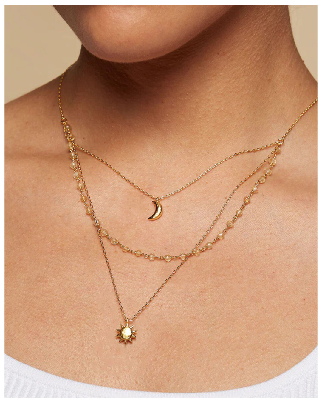 316L Sun & Moon Layered Necklace - ネックレス｜Misy Jewelry