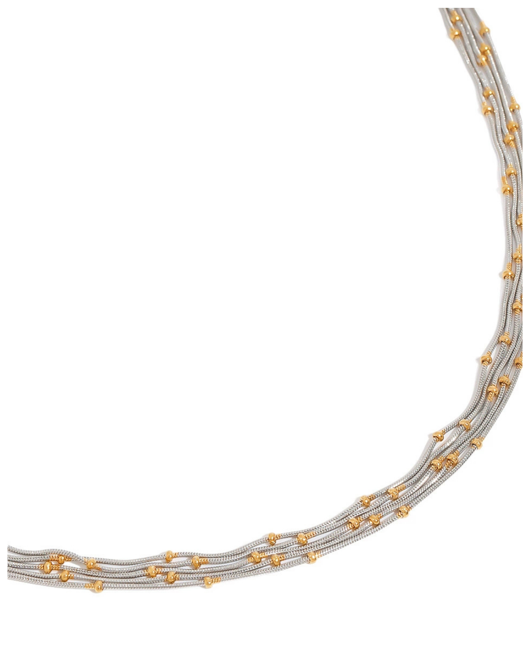 316L Multi-Layer Beaded Necklace - Silver x Gold 詳細画像1｜Misy Jewelry