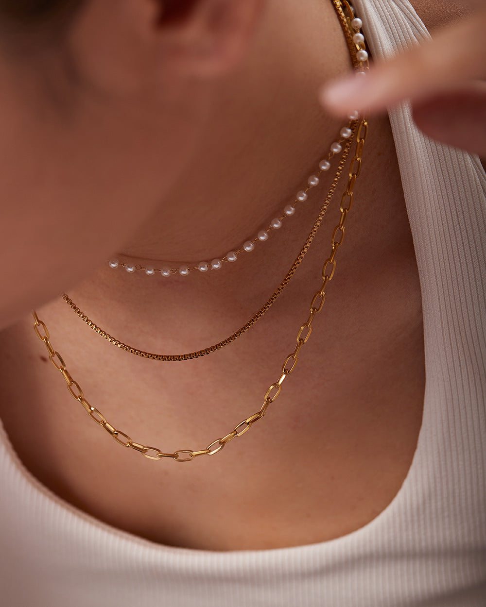 3連 Dot Perl Chain Necklace 詳細画像9｜Misy Jewelry