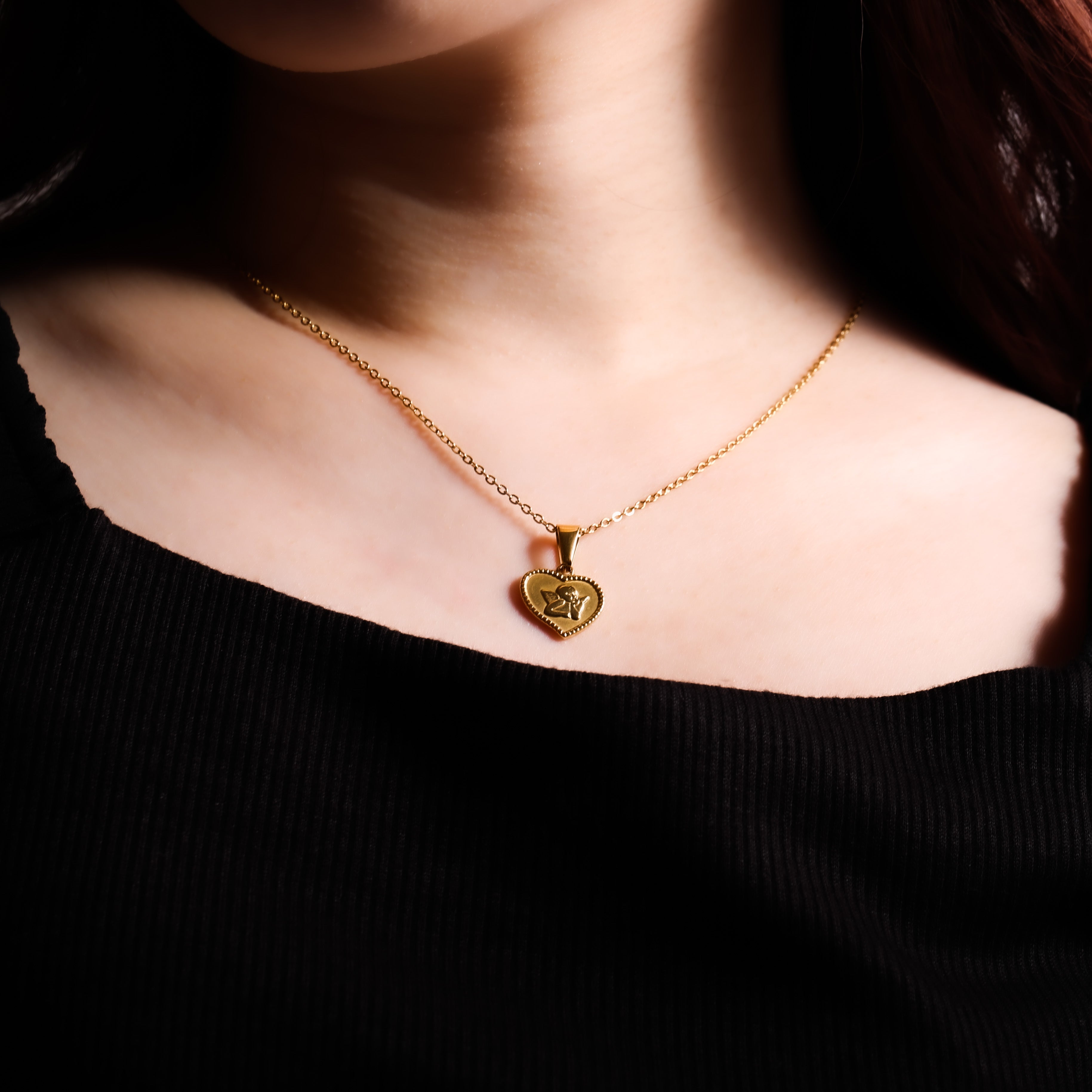 316L Heart Angel Coin necklace #D15 詳細画像1｜Misy Jewelry