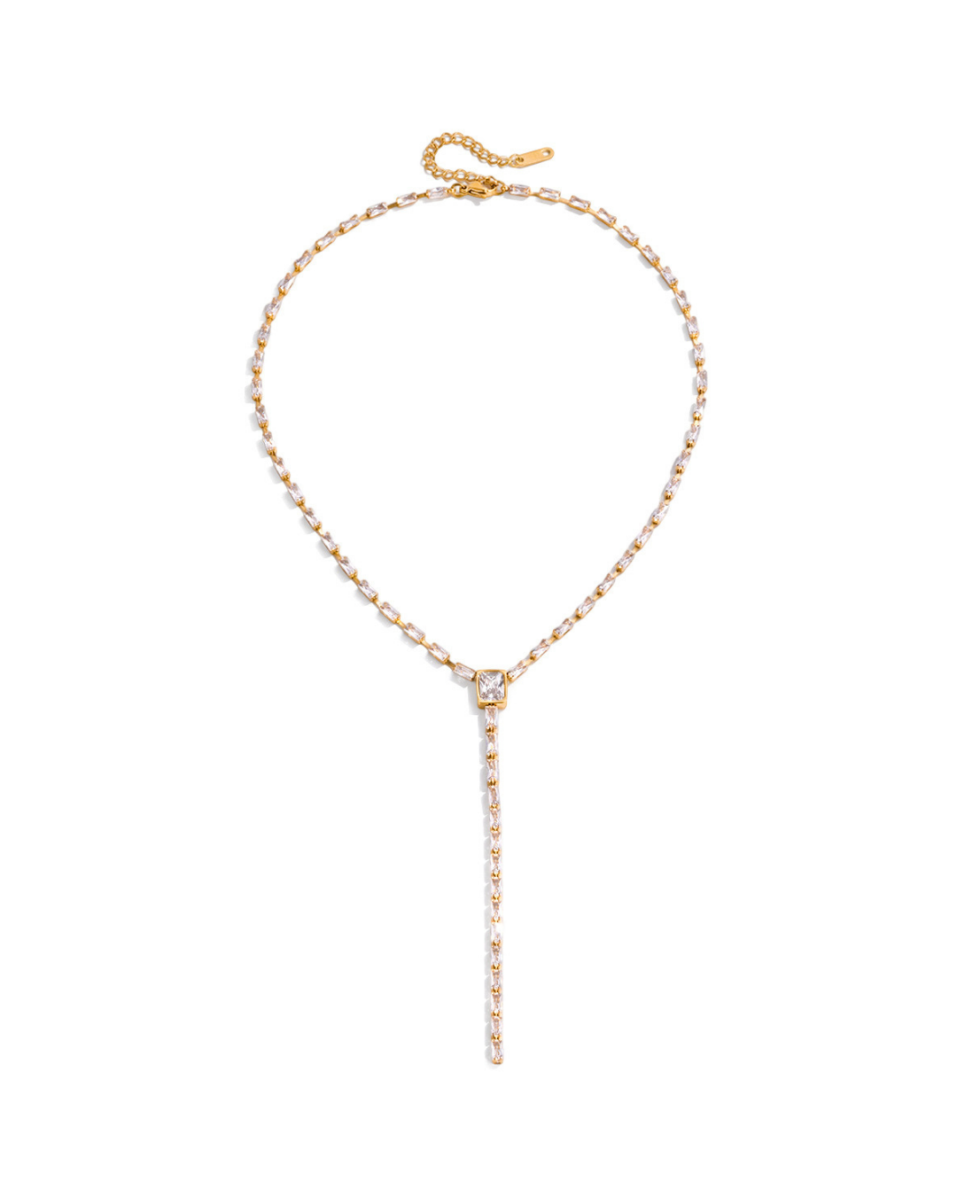 316L Y Line Zirconia Necklace 詳細画像1｜Misy Jewelry