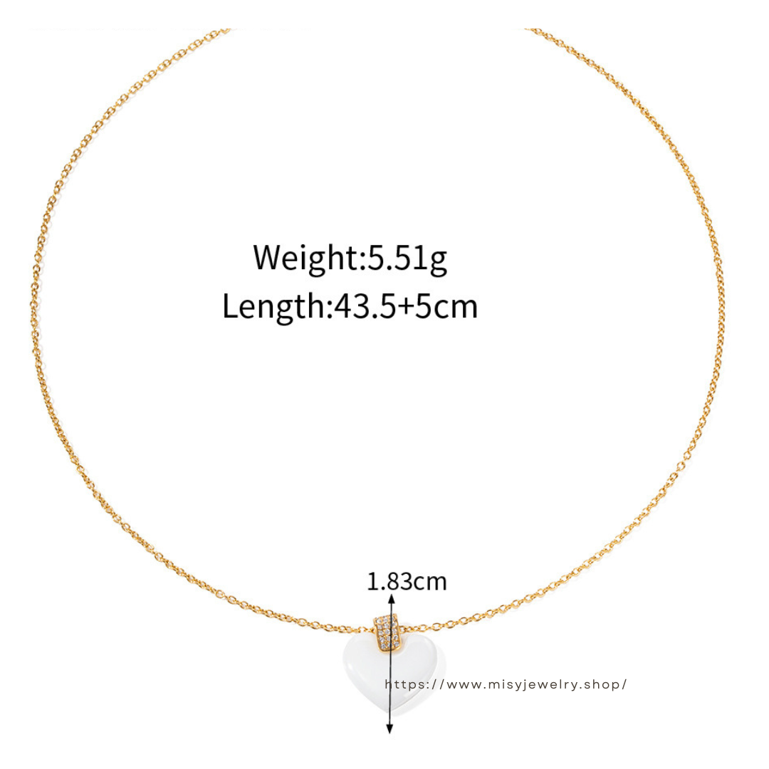 316L Heart Necklace Black or White 詳細画像3｜Misy Jewelry