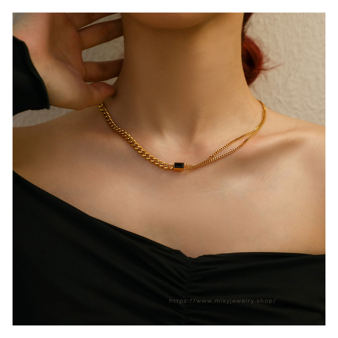 316L Square Zirconia Necklace 詳細画像6｜Misy Jewelry