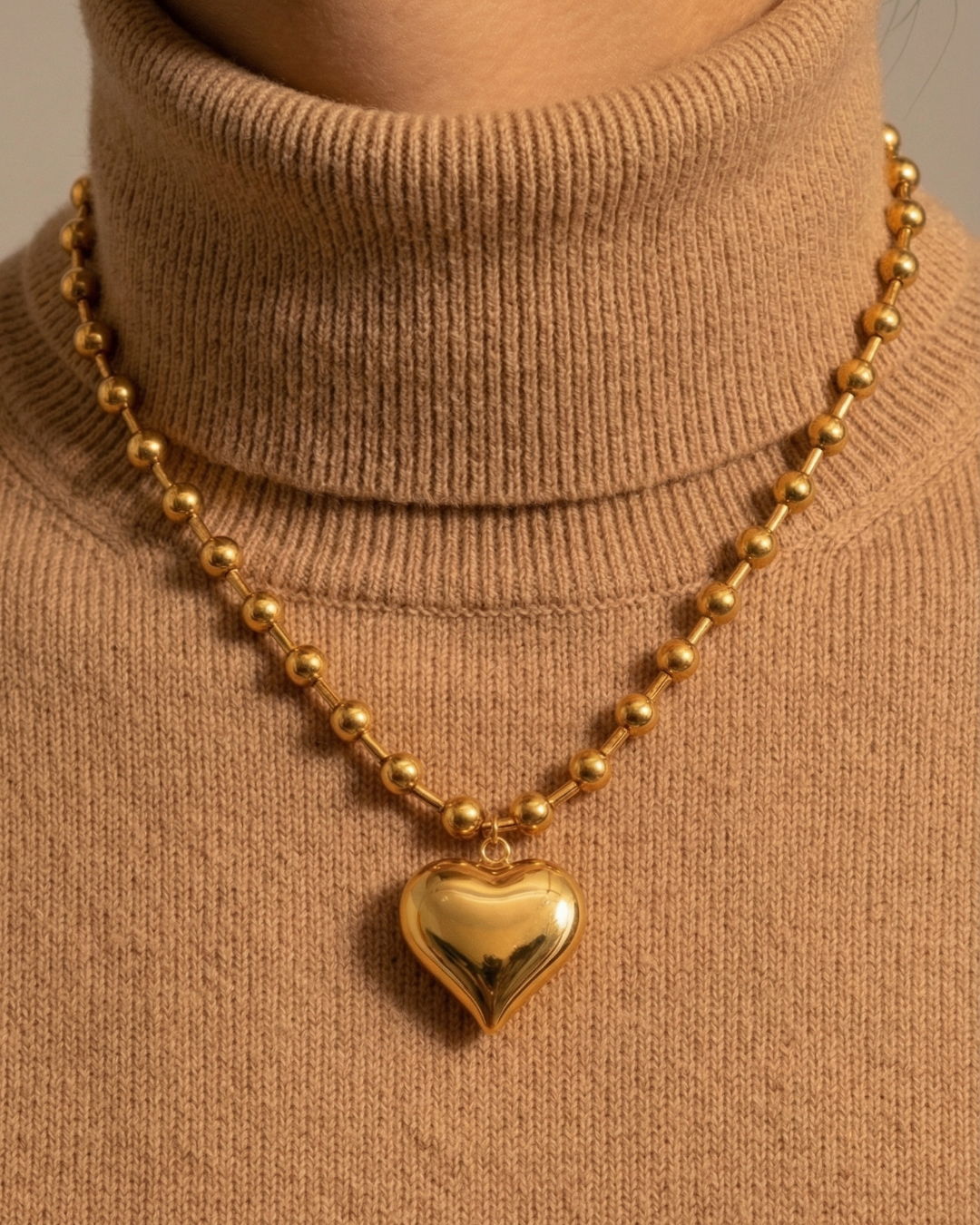 316L Ball Heart Necklace 詳細画像8｜Misy Jewelry