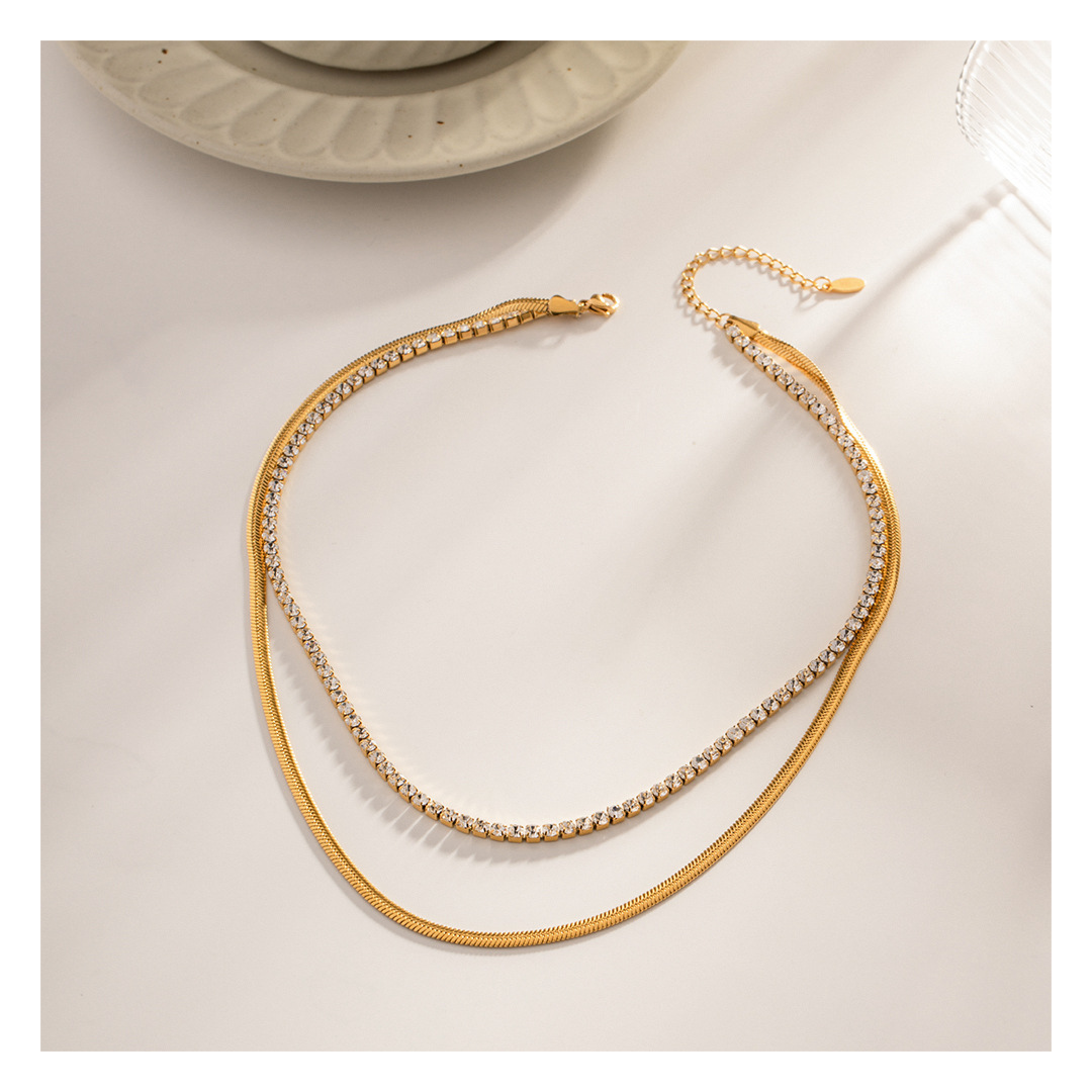 2連 Zircon snake Necklace 詳細画像3｜Misy Jewelry