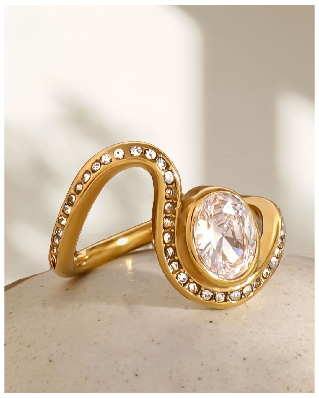 316L Twist Curve Gem Ring 詳細画像3｜Misy Jewelry