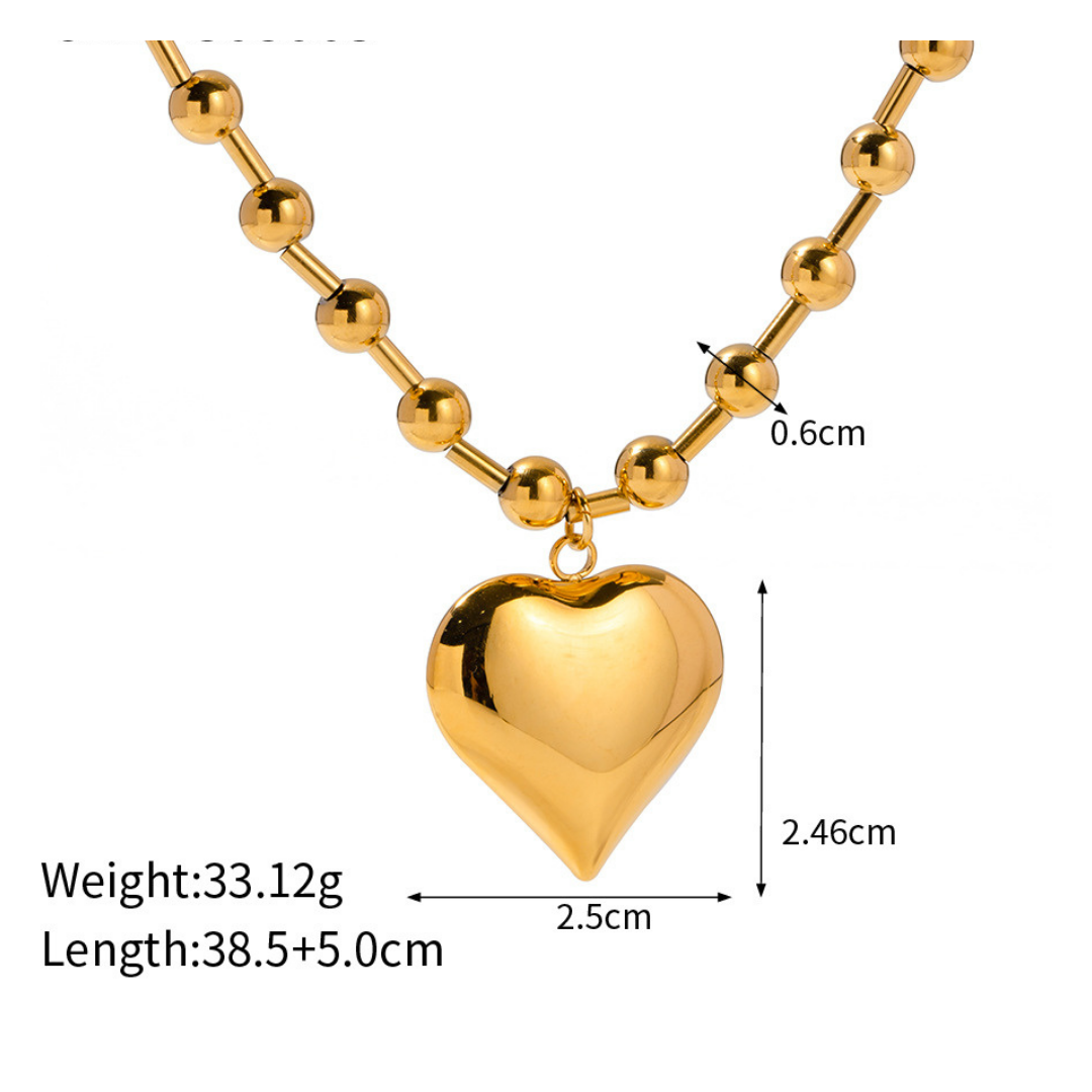 316L Ball Heart Necklace 詳細画像4｜Misy Jewelry