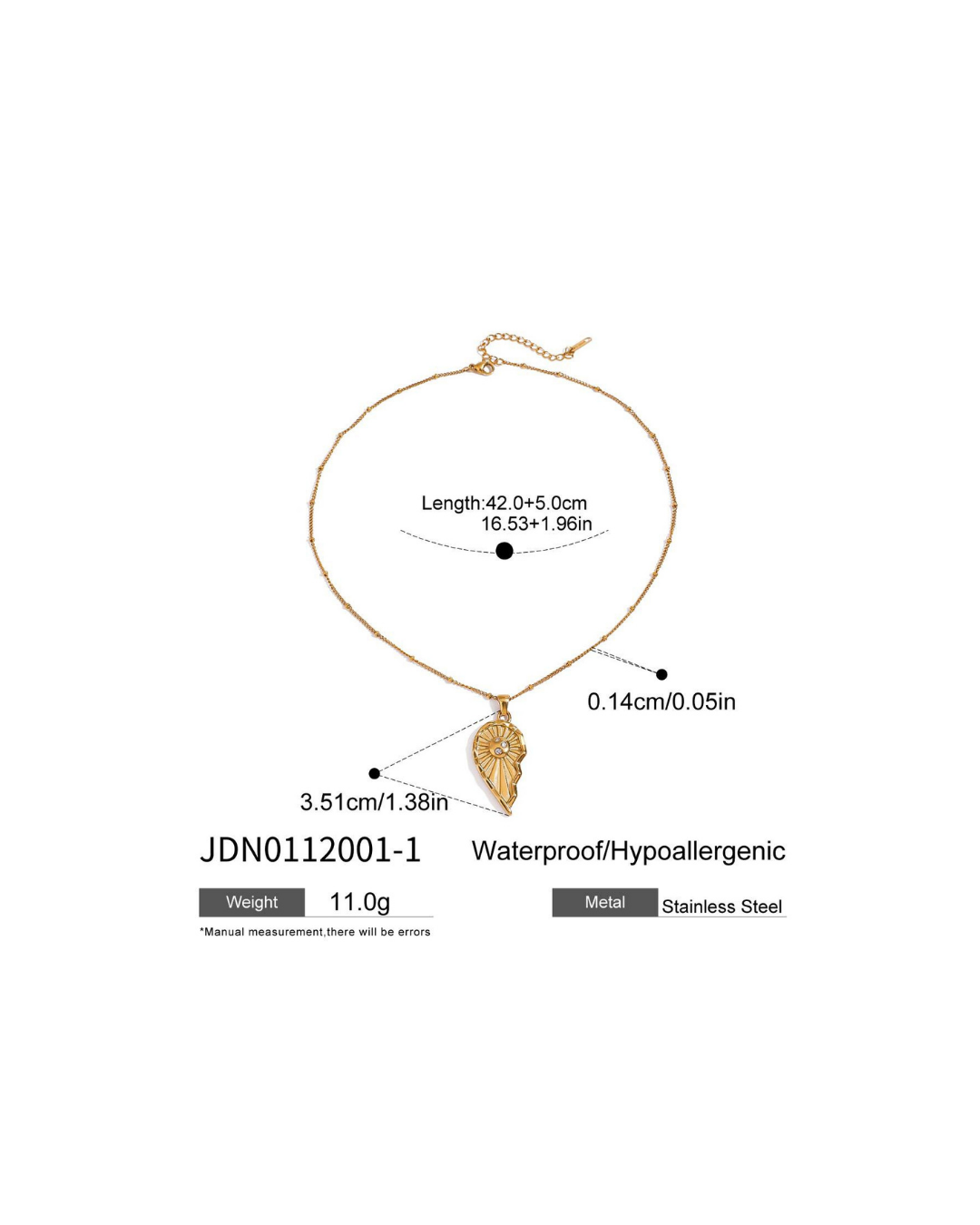 316L Sun & Moon Heart Necklace 詳細画像2｜Misy Jewelry