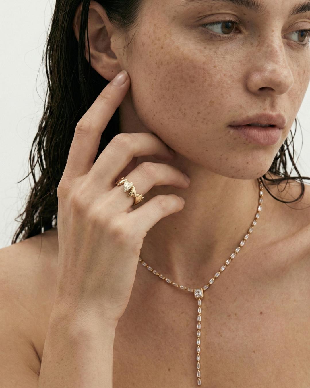 316L Y Line Zirconia Necklace 詳細画像4｜Misy Jewelry