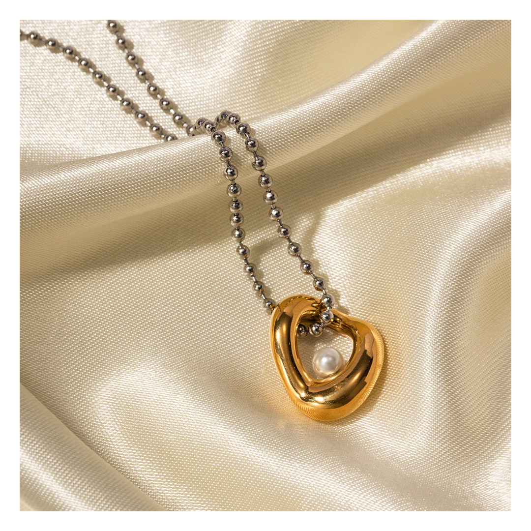 316L Bi-Color Perl Necklace 詳細画像3｜Misy Jewelry