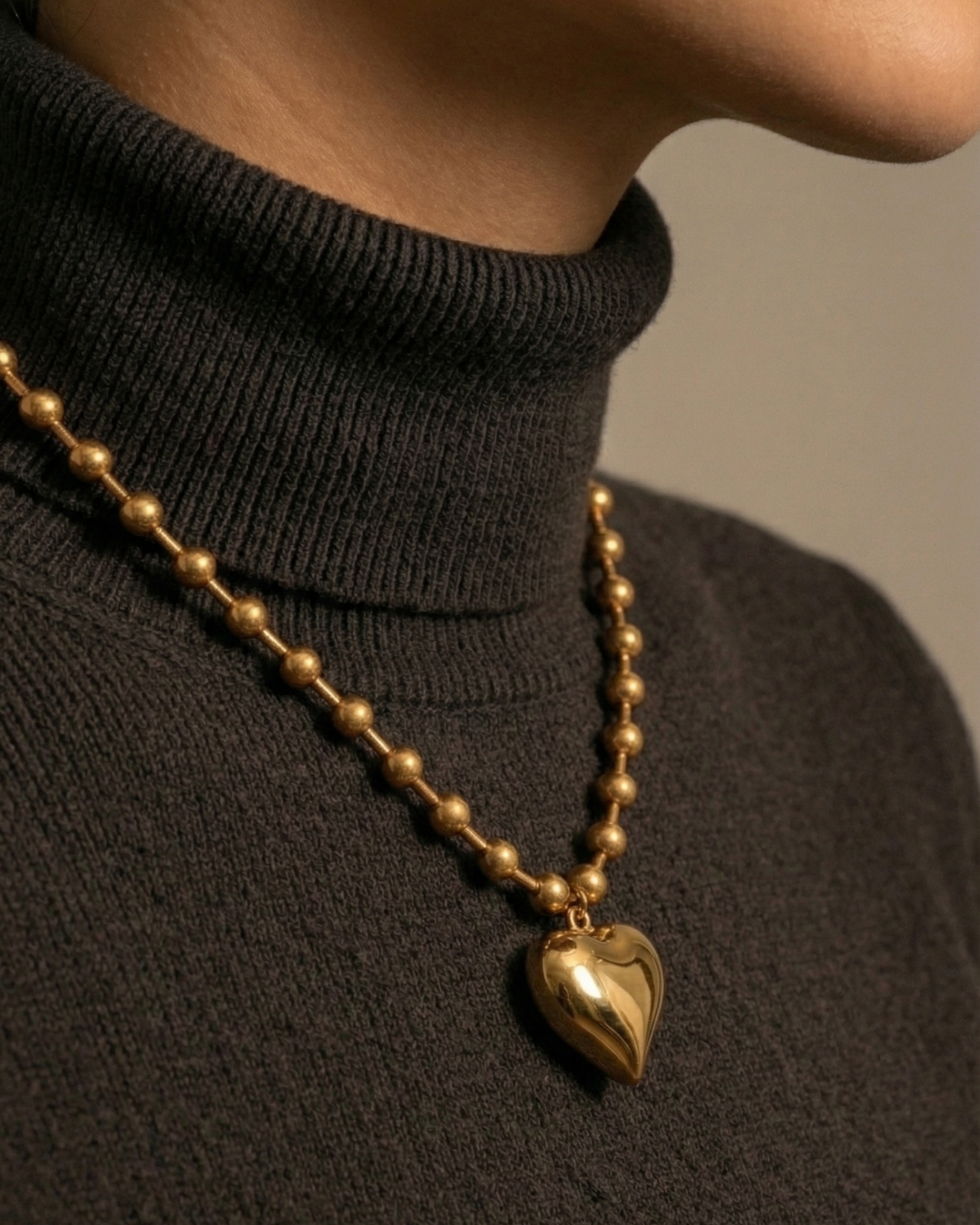 316L Ball Heart Necklace 詳細画像1｜Misy Jewelry