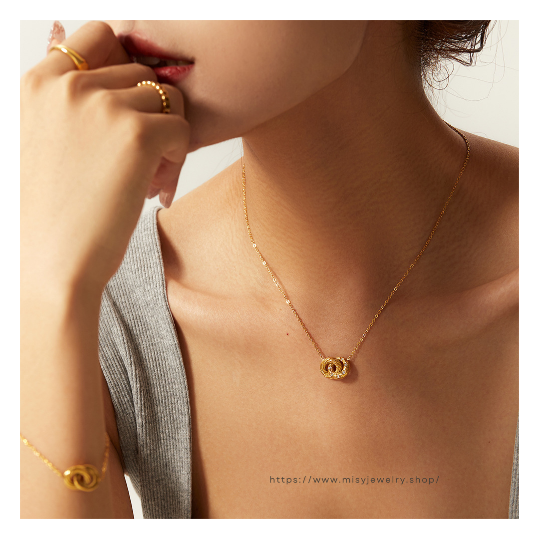 316L Zirconia Double Ring  Necklace 詳細画像1｜Misy Jewelry
