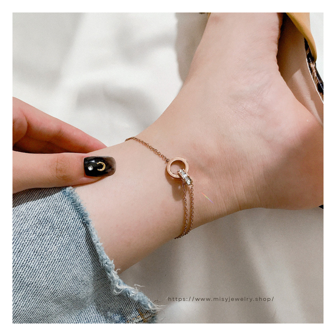 316L Double Ring Anklet — 着用イメージ | リング | サージカルステンレス316L | Misy Jewelry