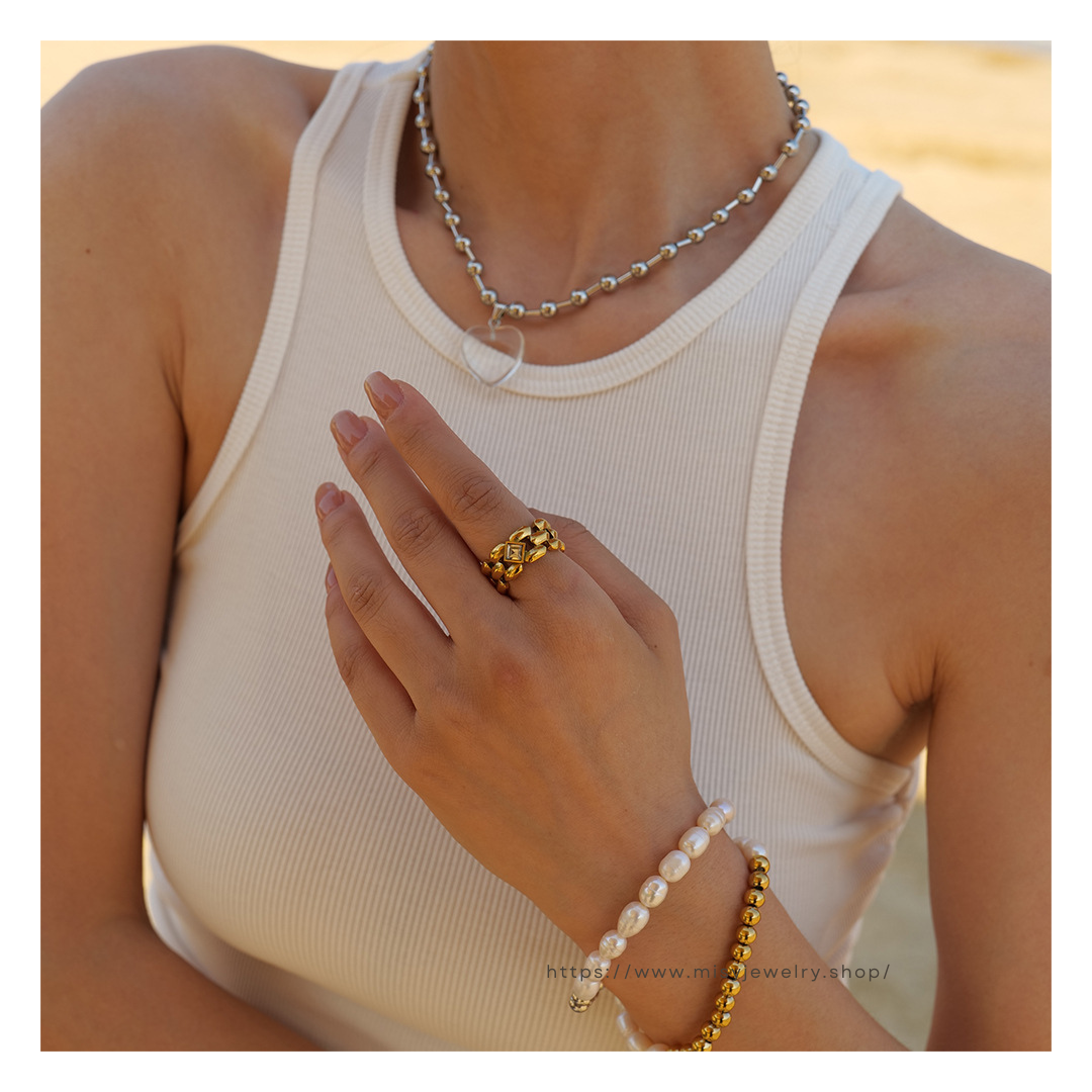 316L Puzzled Zirconia Ring 詳細画像4｜Misy Jewelry