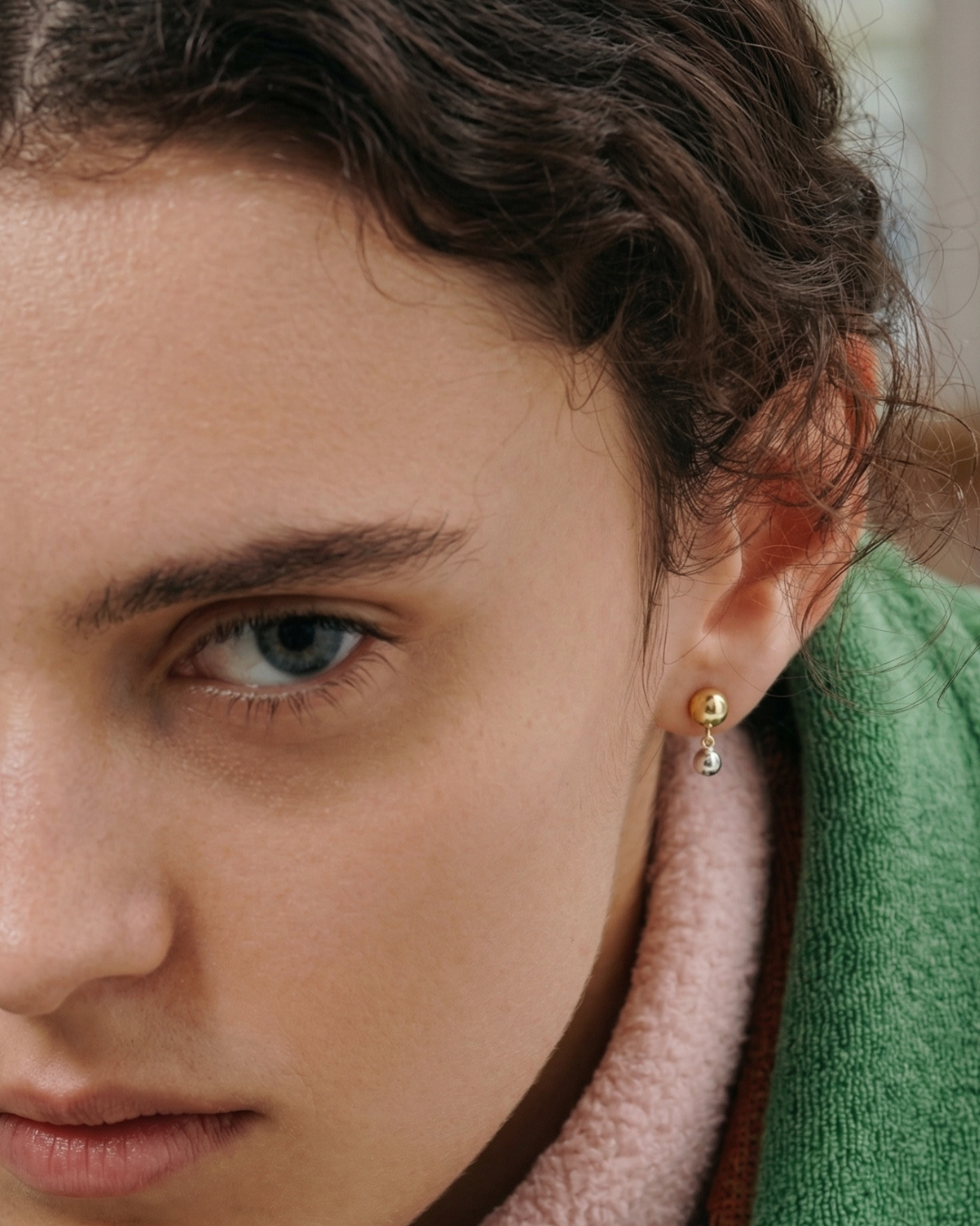 316L Elegant Bi-color Ball Pierce 詳細画像7｜Misy Jewelry