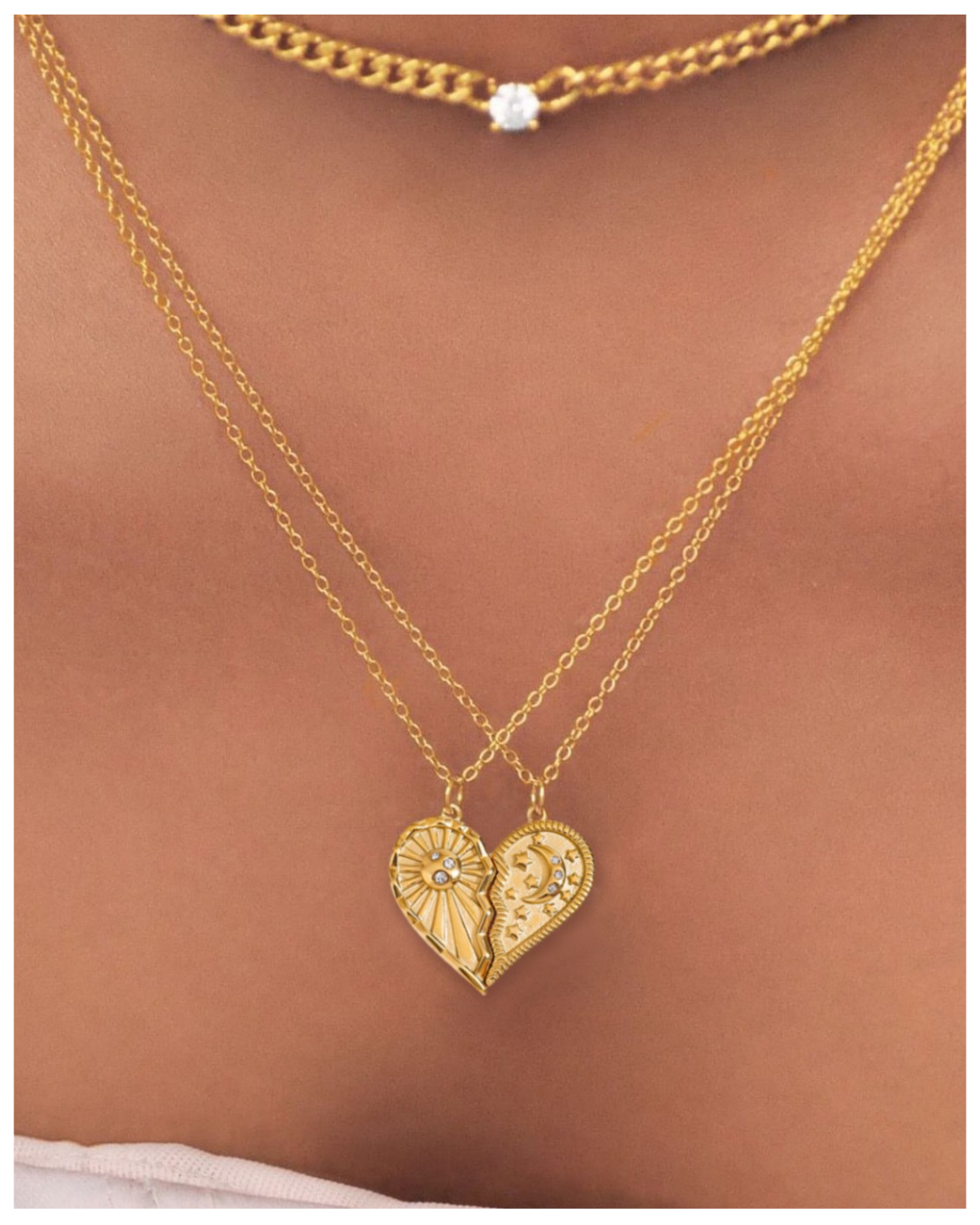 316L Sun & Moon Heart Necklace 詳細画像7｜Misy Jewelry