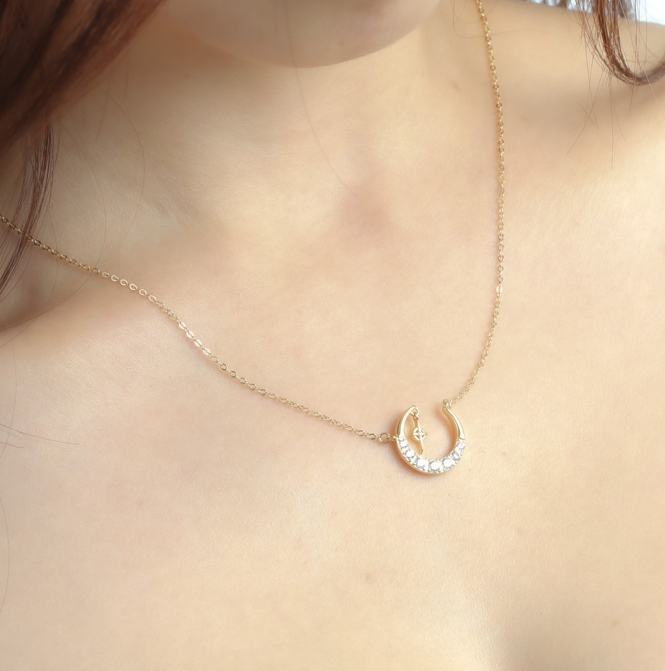 s925 Crecent moon zirconia necklace 詳細画像3｜Misy Jewelry