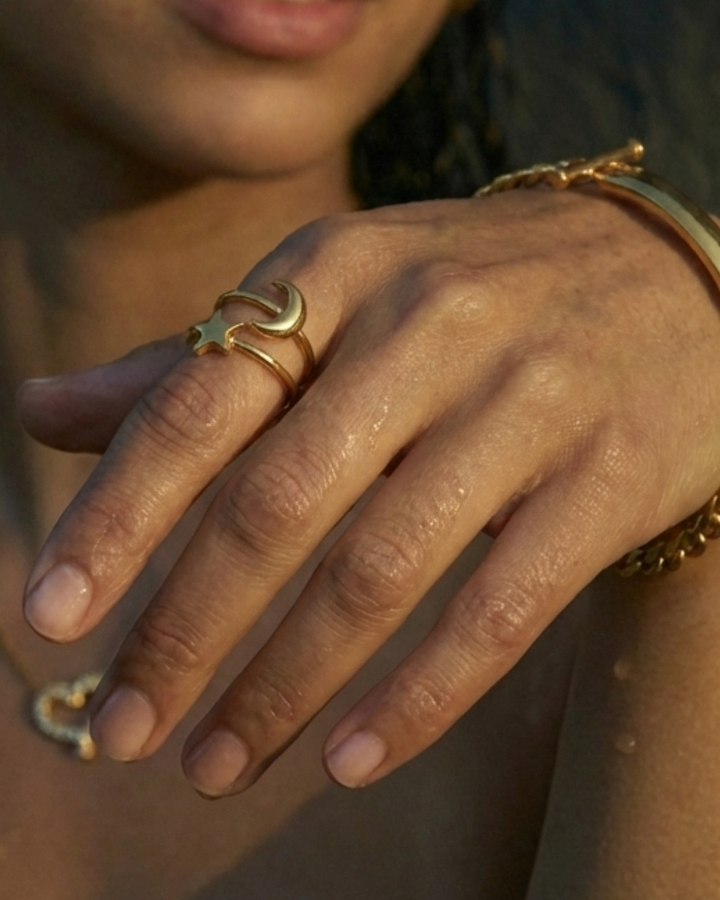 316L Star & Moon Ring